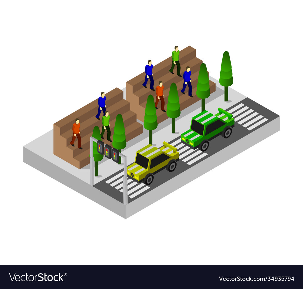 Isometric race car in on a white background