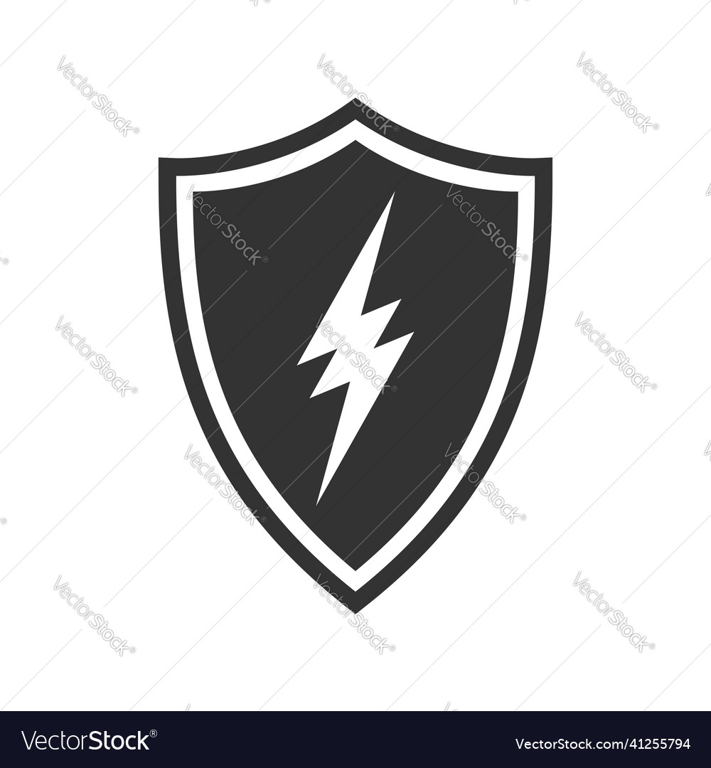 Lightning bolt and shield vector image Lightning bolt and shield