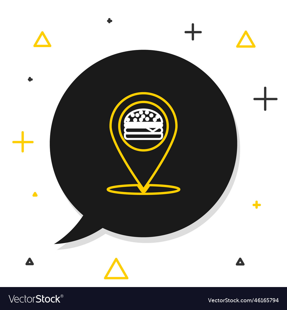 Line map pointer with fast food burger icon