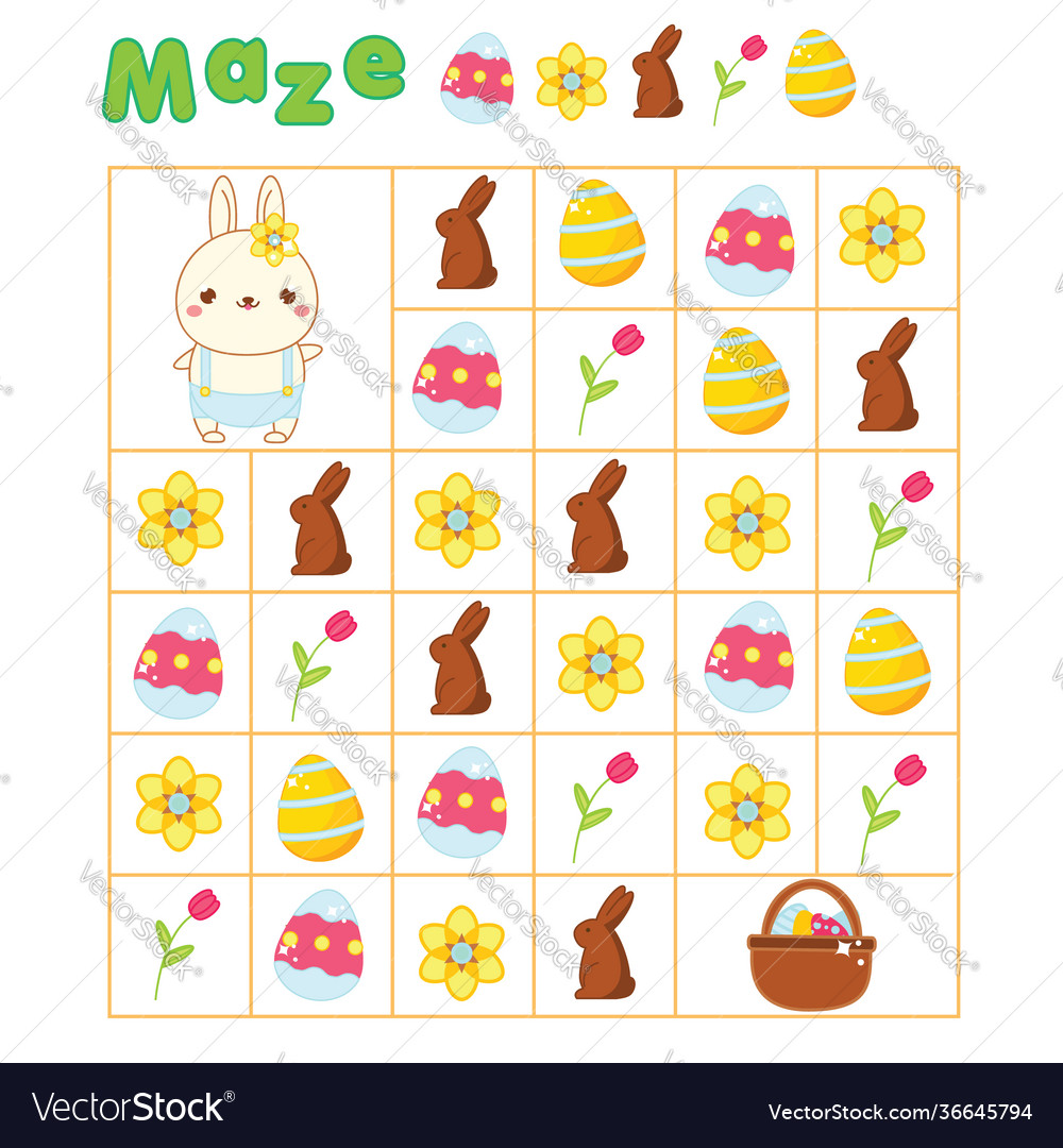 Maze game labyrinth with navigation help easter