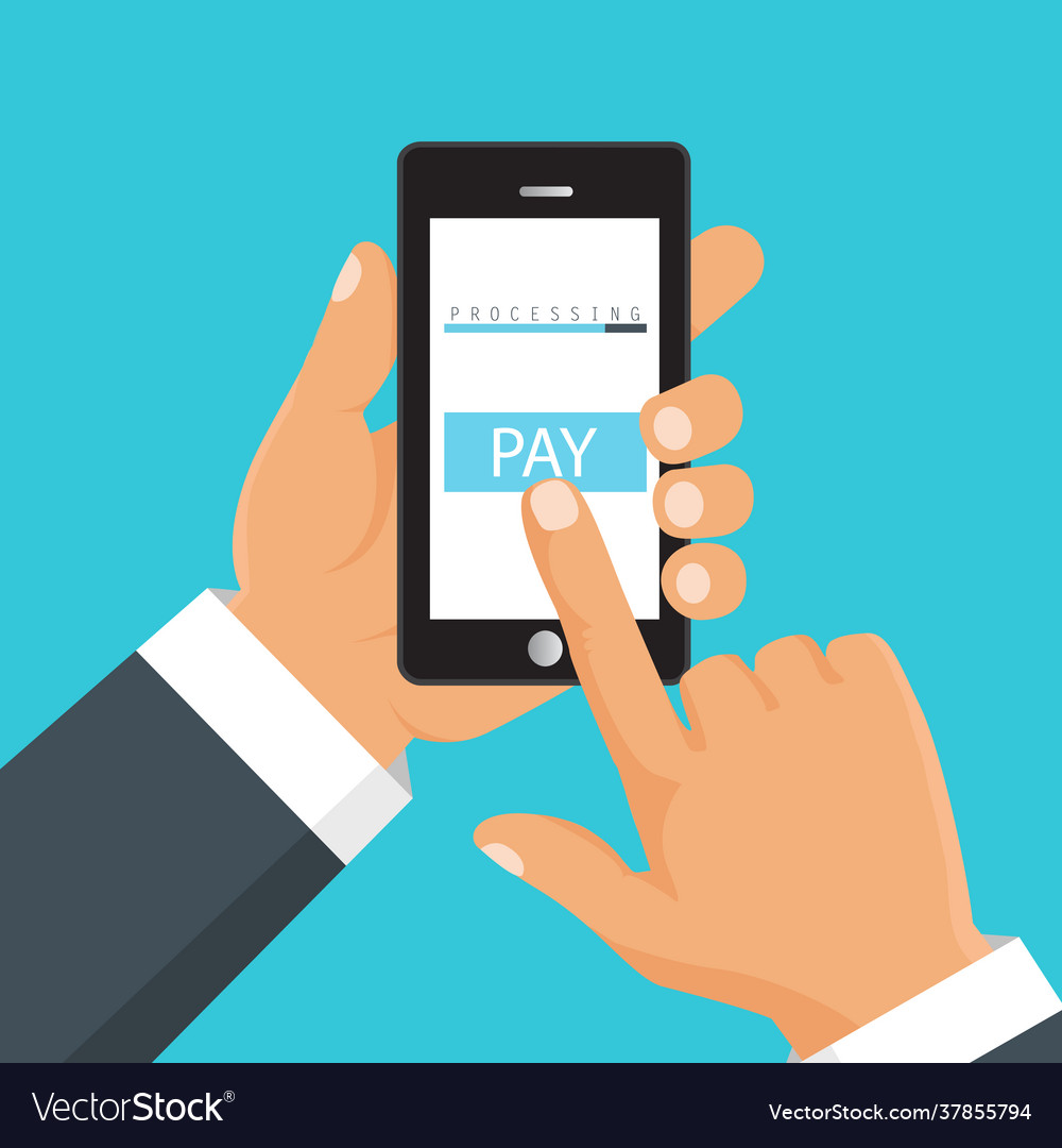 Mobile payment concept hand holding a phone Vector Image