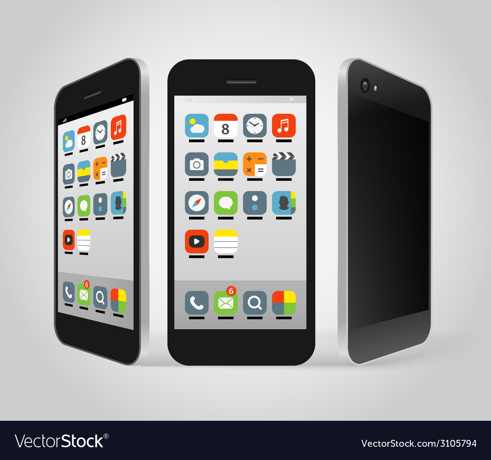 Modern smartphone with different color icons Vector Image