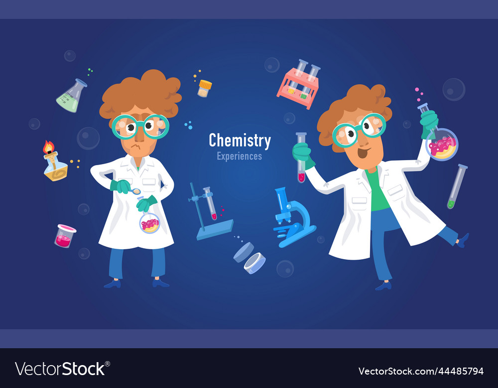 Scientist chemist among the objects microscope vector image Scientist chemist among the objects microscope