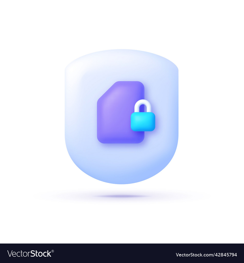 Secure file 3d for mobile app vector image Secure file 3d for mobile app