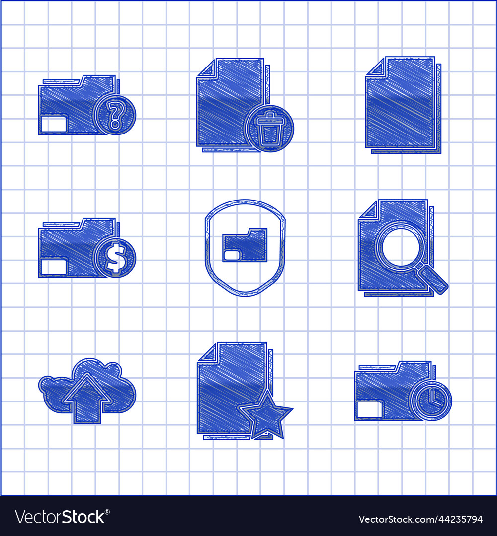 Set document folder protection with star clock vector image Set document folder protection with star clock