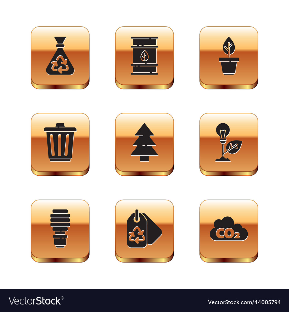 Set garbage bag with recycle led light bulb tag Vector Image Set garbage bag with recycle led light bulb tag