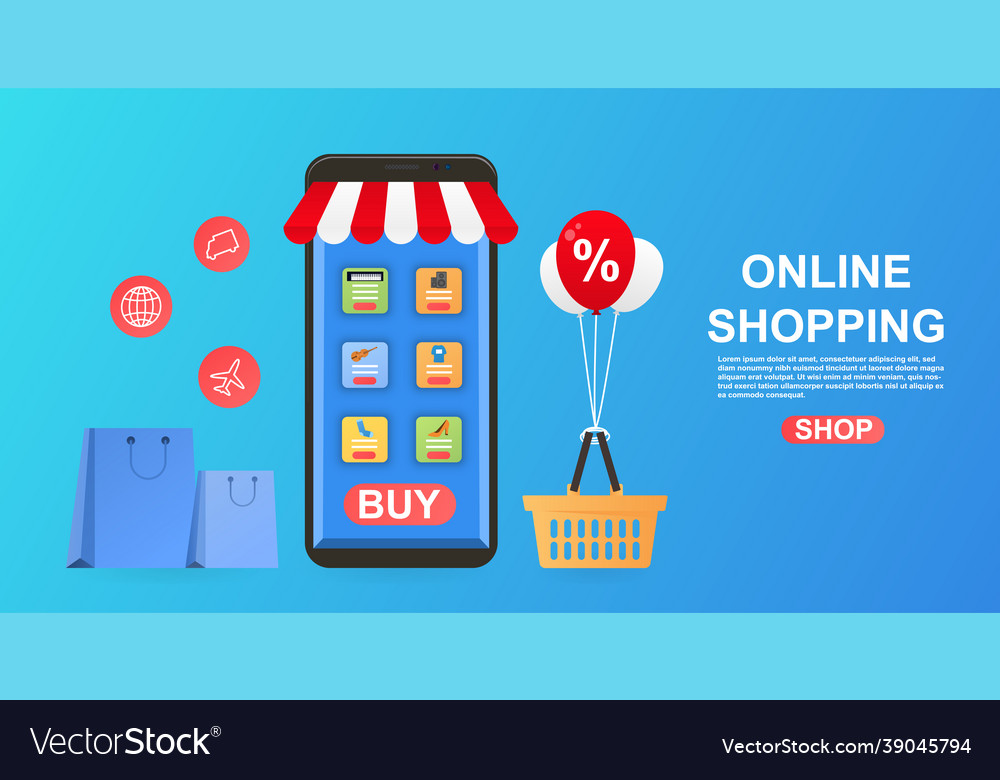 Shopping on mobile application Royalty Free Vector Image