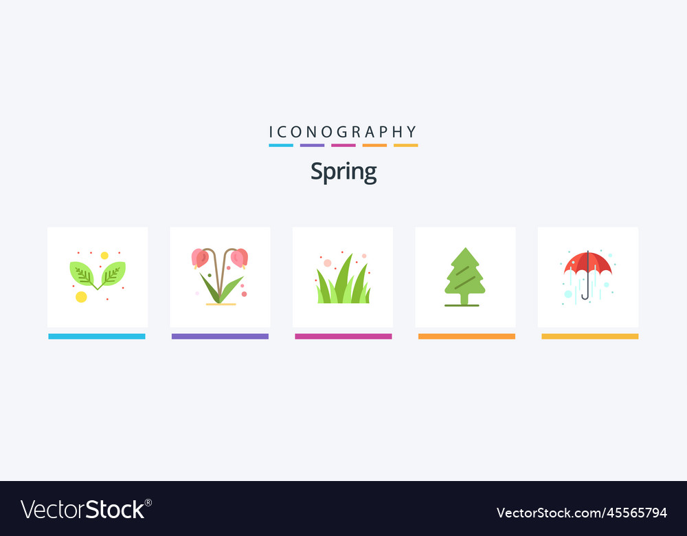 Spring flat 5 icon pack including weather rain