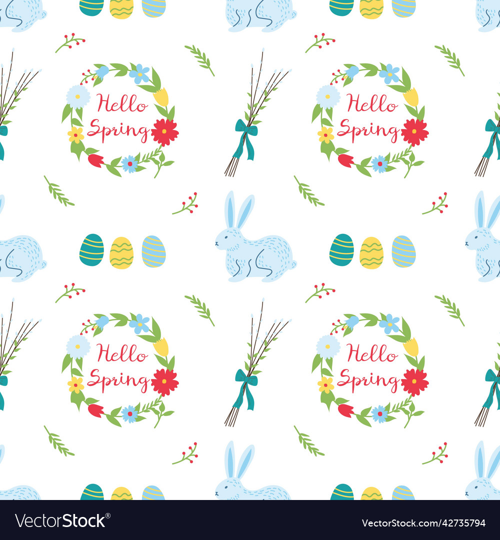 Spring seamless pattern flat