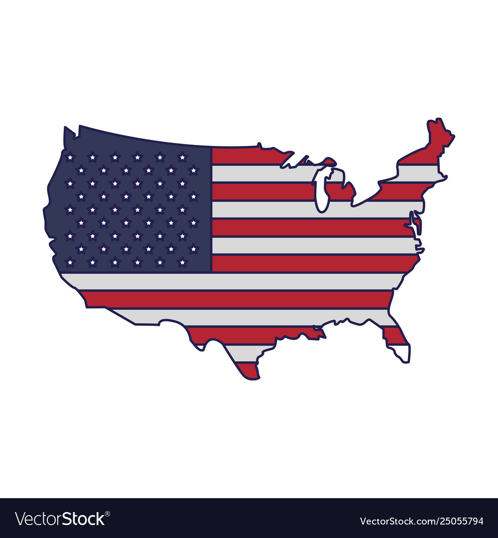 United states map outline patriotic isolated blue Vector Image