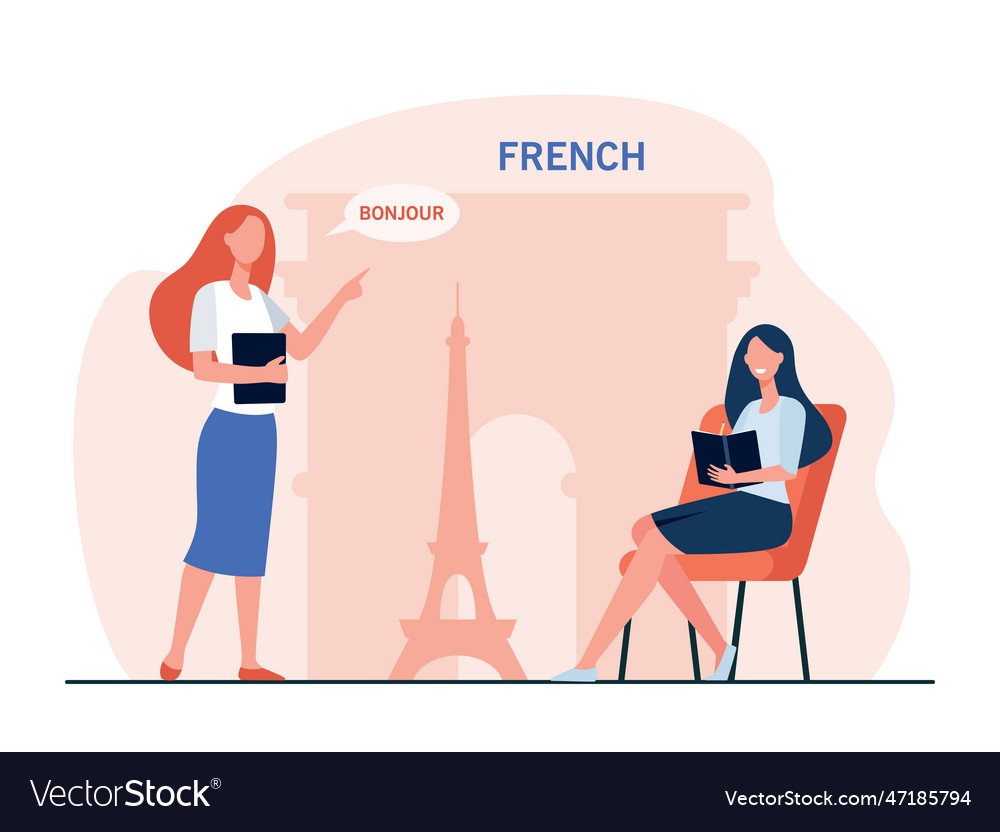 Woman learning french with tutor