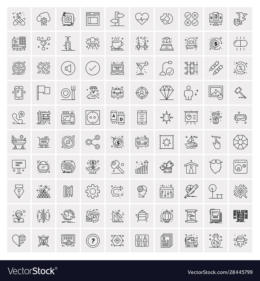 100 Line Icons - Mobile & Web
