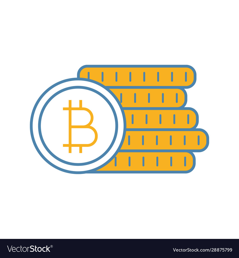 Bitcoin coins stack color icon vector image Bitcoin coins stack color icon