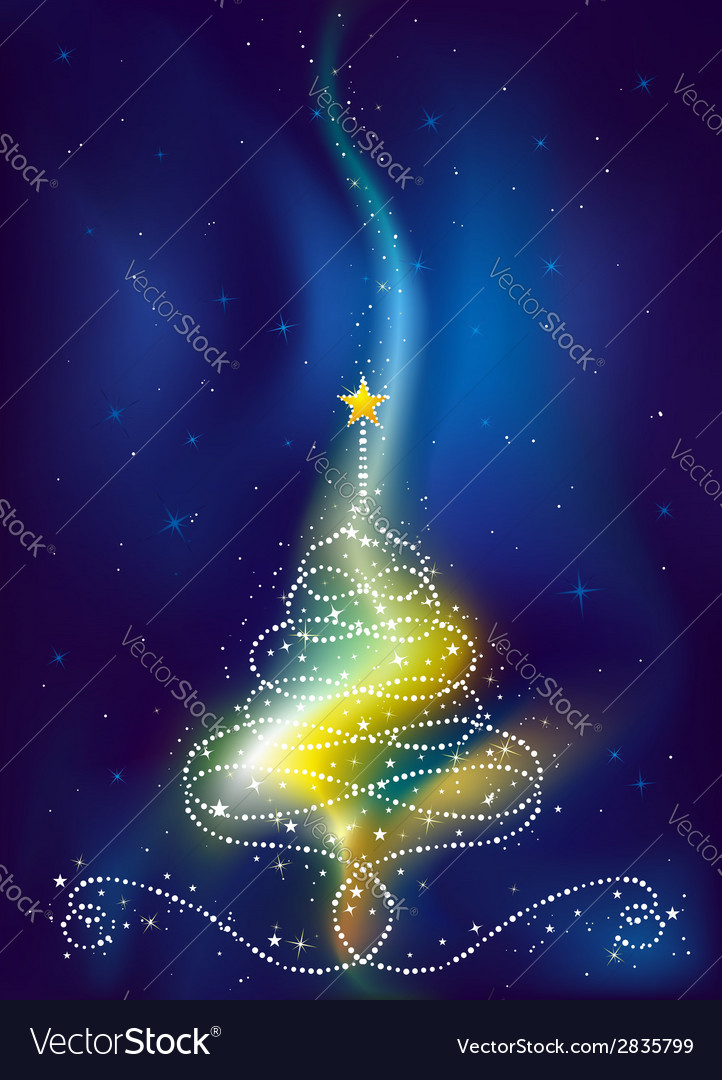 Christmas tree on dark blue background