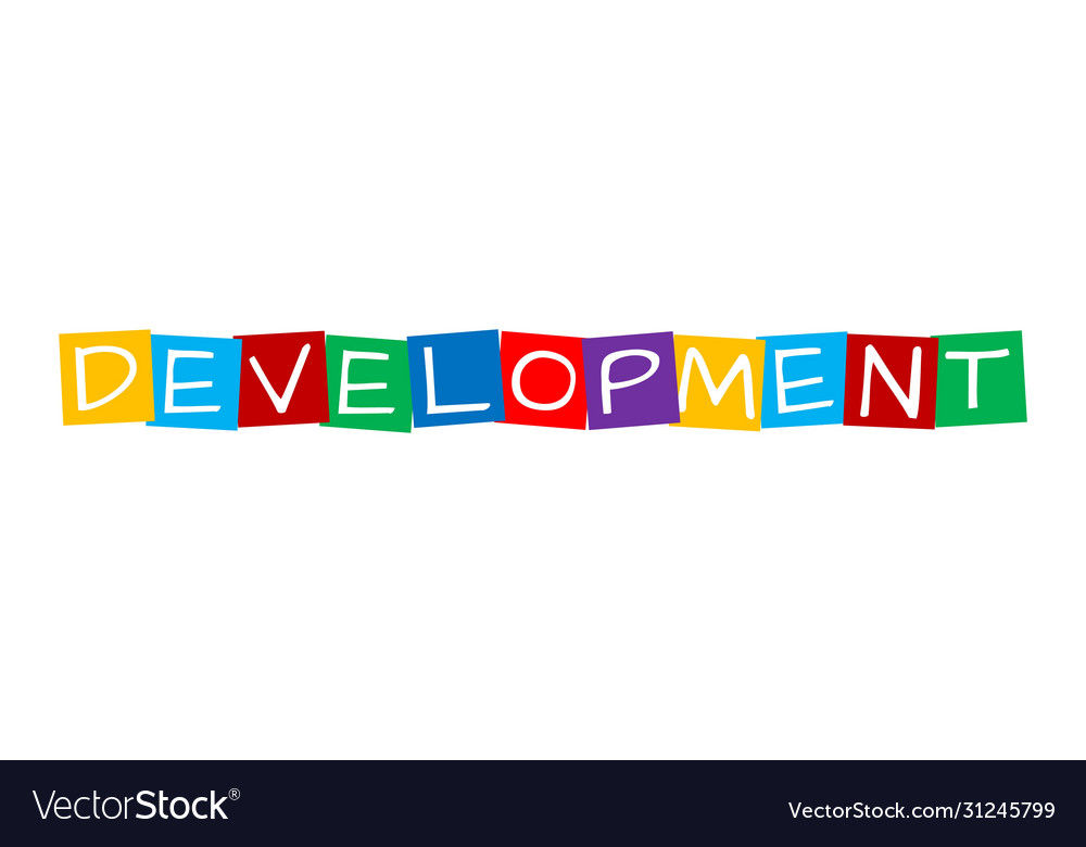 Development text in colorful rotated squares vector image Development text in colorful rotated squares