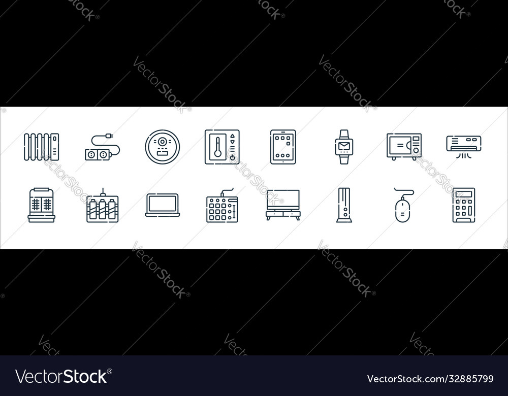 Electronics line icons linear set quality vector image Electronics line icons linear set quality