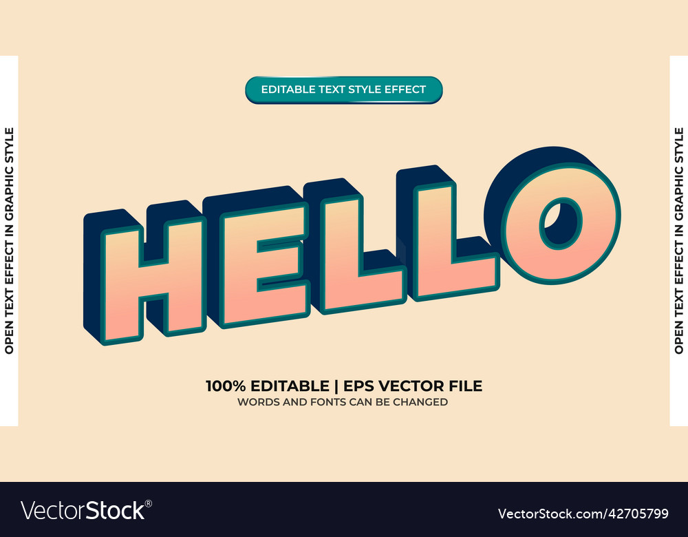 Hello editable text effect Vector Image Hello editable text effect