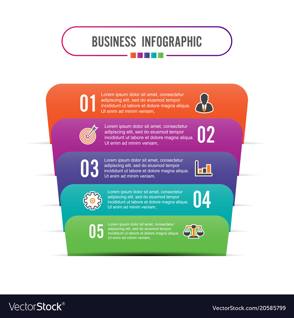 Infographic template with 3d paper label Vector Image