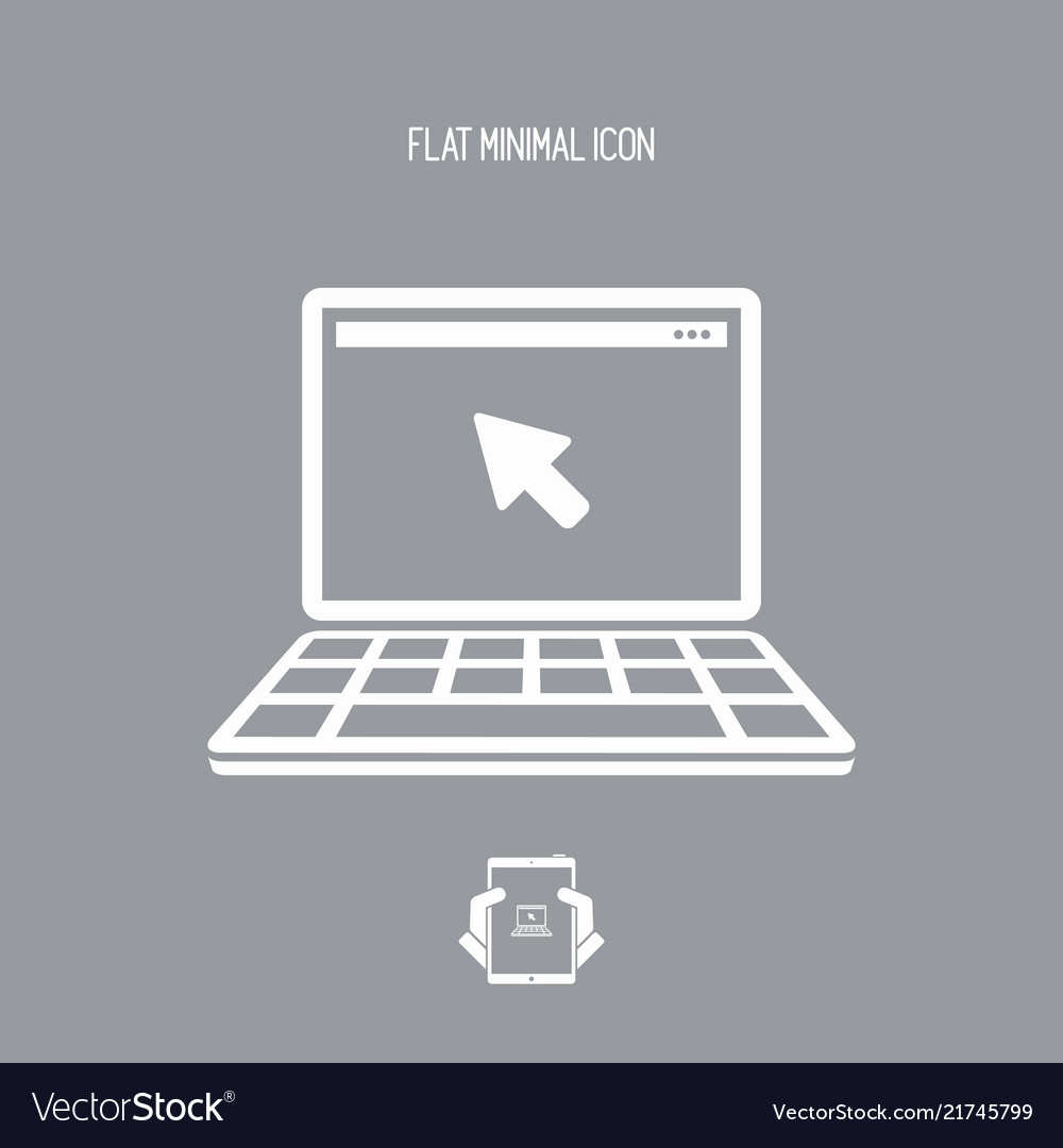 Laptop and mouse pointer - flat minimal icon Vector Image Laptop and mouse pointer - flat minimal icon