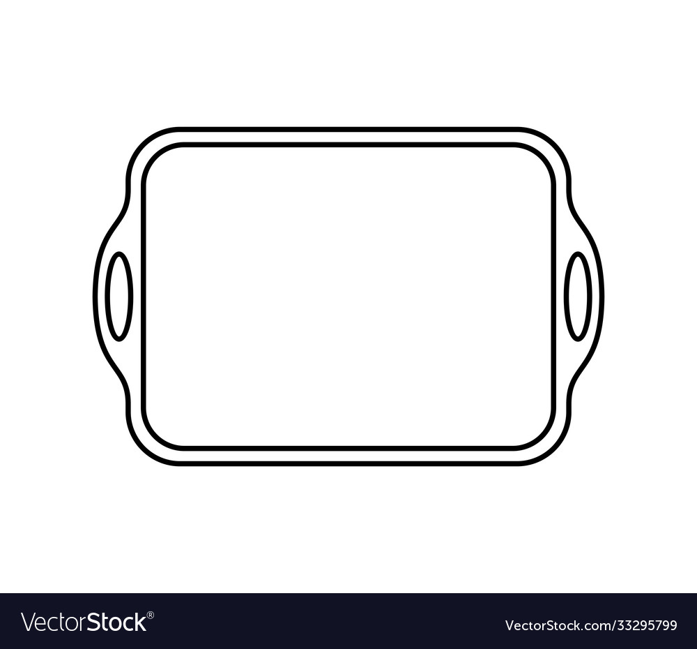 Linear drawing a food tray on white Royalty Free Vector