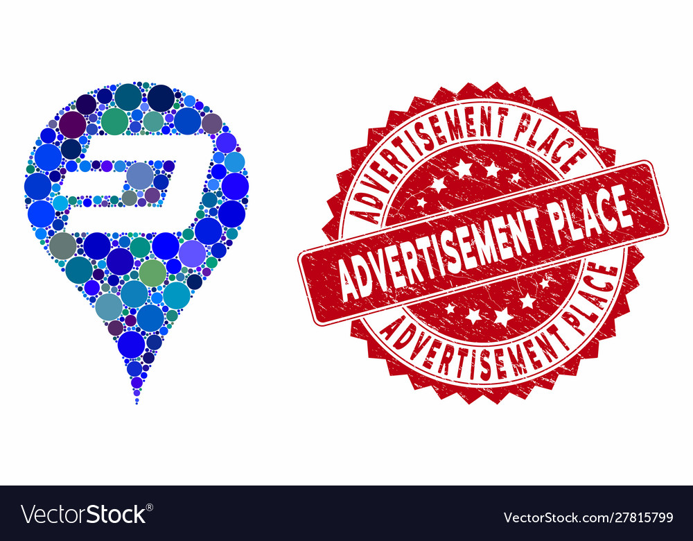 Mosaic dashcoin map pointer with distress Vector Image Mosaic dashcoin map pointer with distress