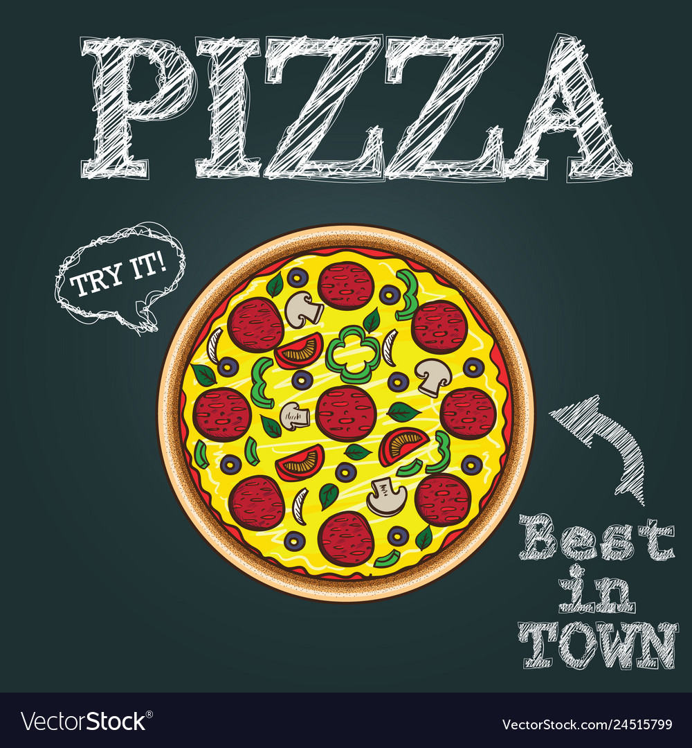 Pizza hand drawn poster Royalty Free Vector Image