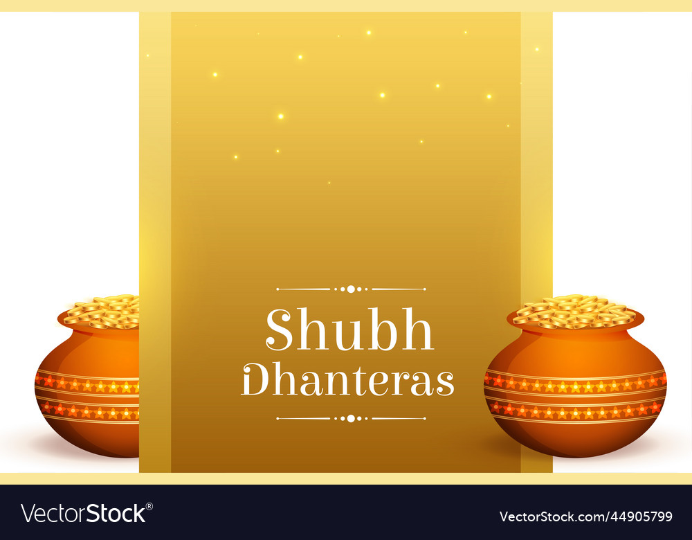 Premium Shubh Dhanteras Design With Golden Coin Vector Image