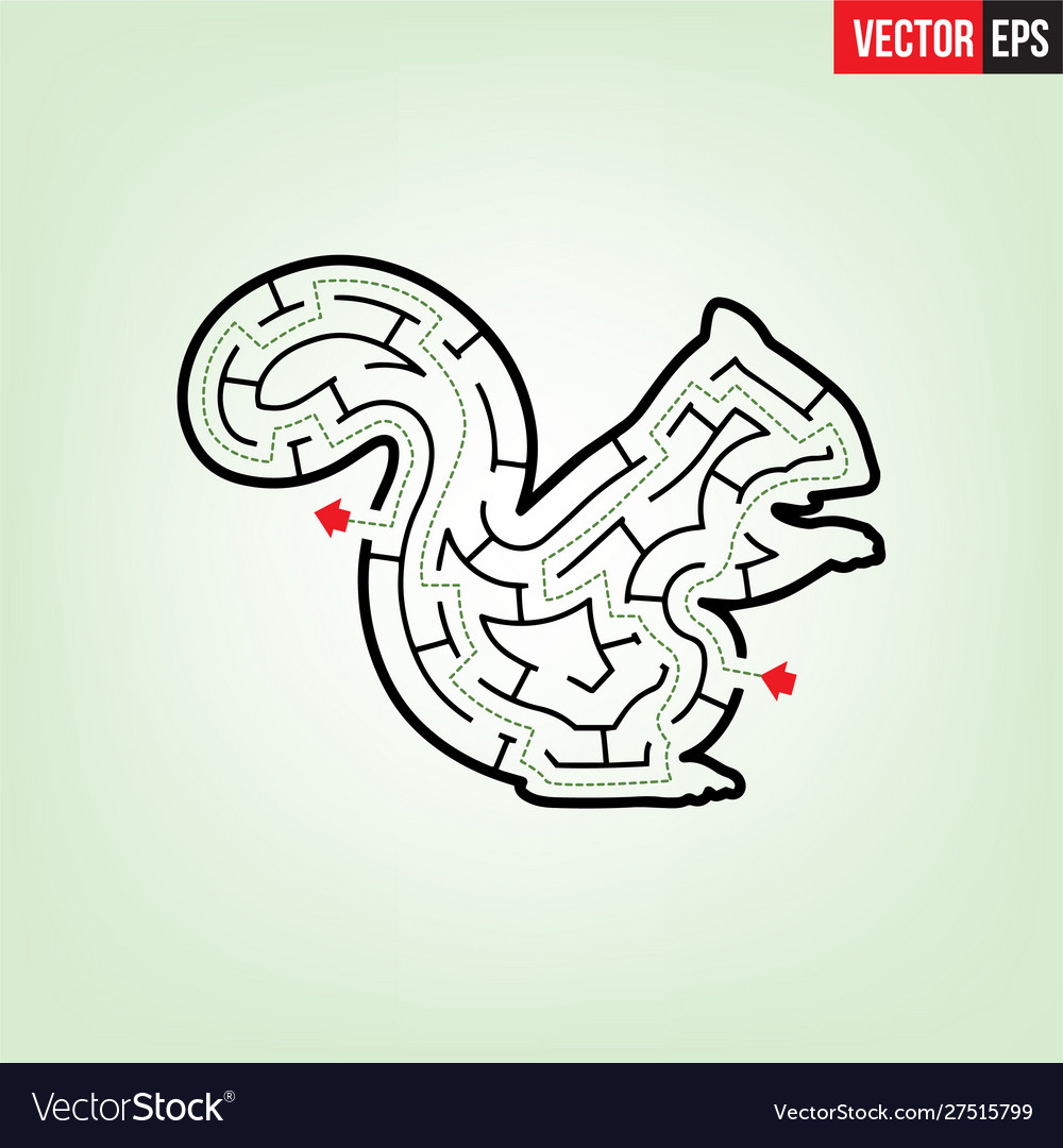 Printsolved maze with squirrel shape in light