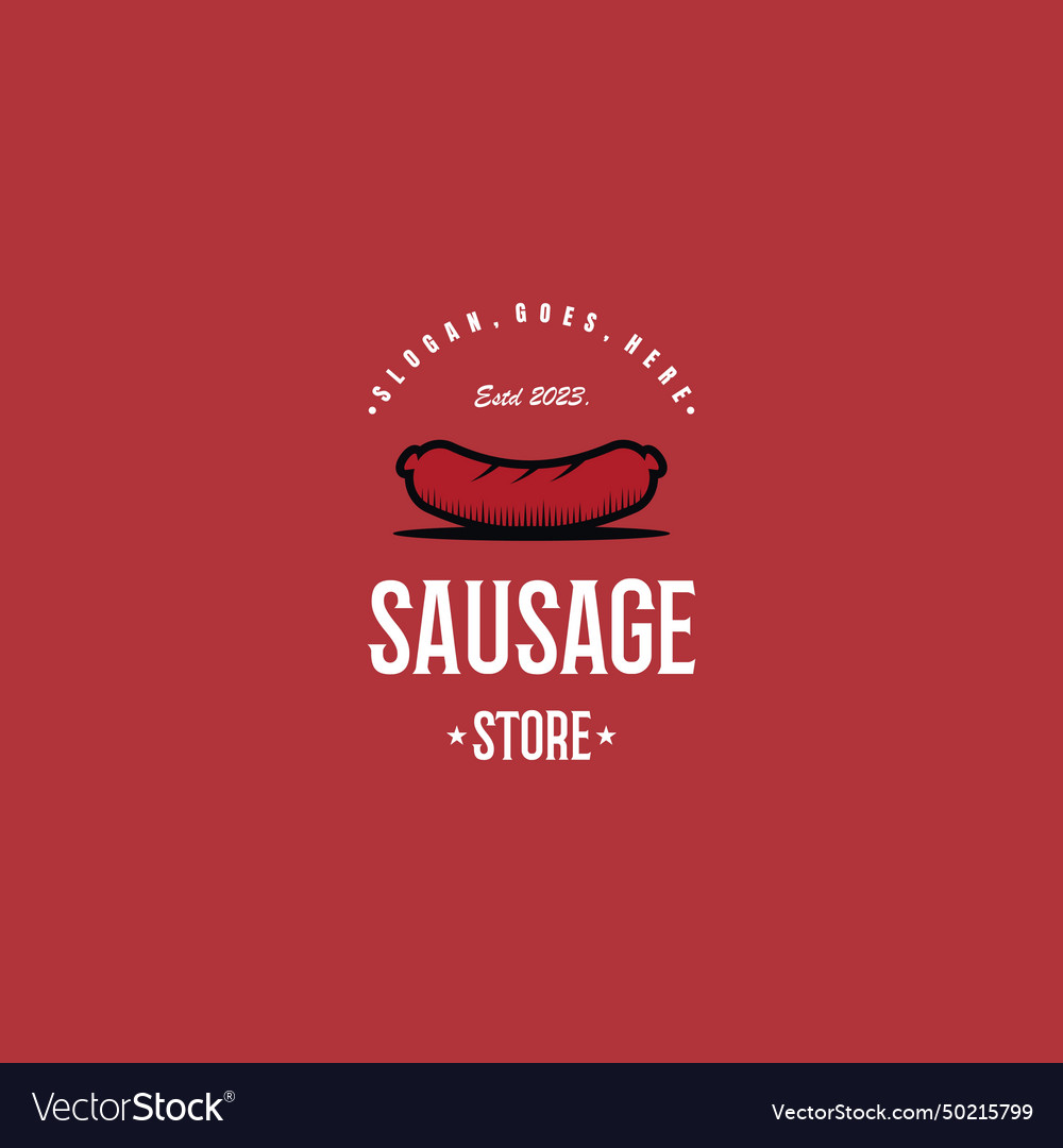 Sausage logo design retro hipster vintage vector image Sausage logo design retro hipster vintage
