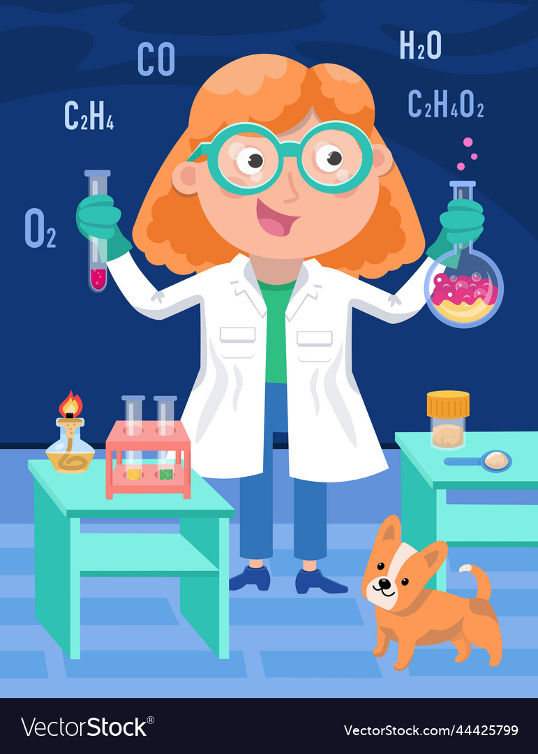 Scientist chemist among the objects microscope vector image Scientist chemist among the objects microscope