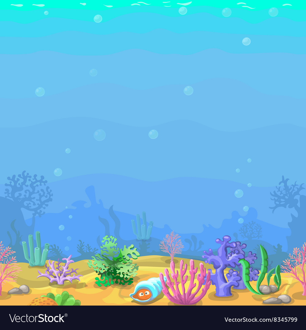 Seamless underwater landscape in cartoon style Vector Image