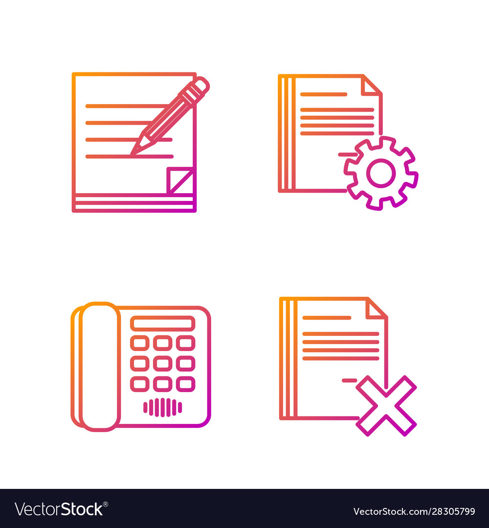 Set line delete file document telephone blank vector image Set line delete file document telephone blank