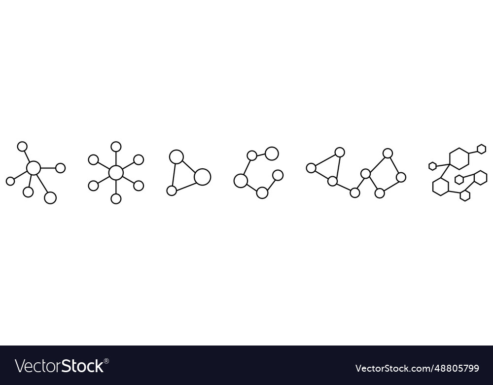 Set of molecule outline icons design can use vector image Set of molecule outline icons design can use
