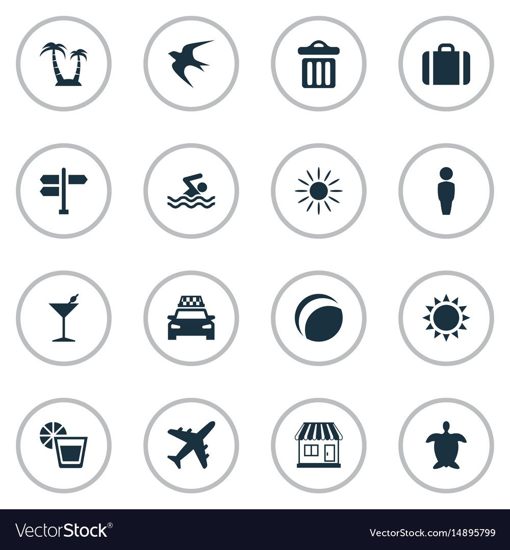 Set of simple seaside icons