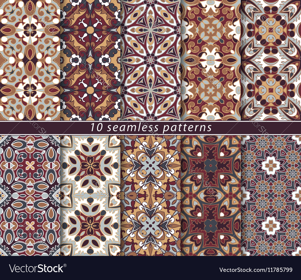 Set of ten seamless abstract patterns