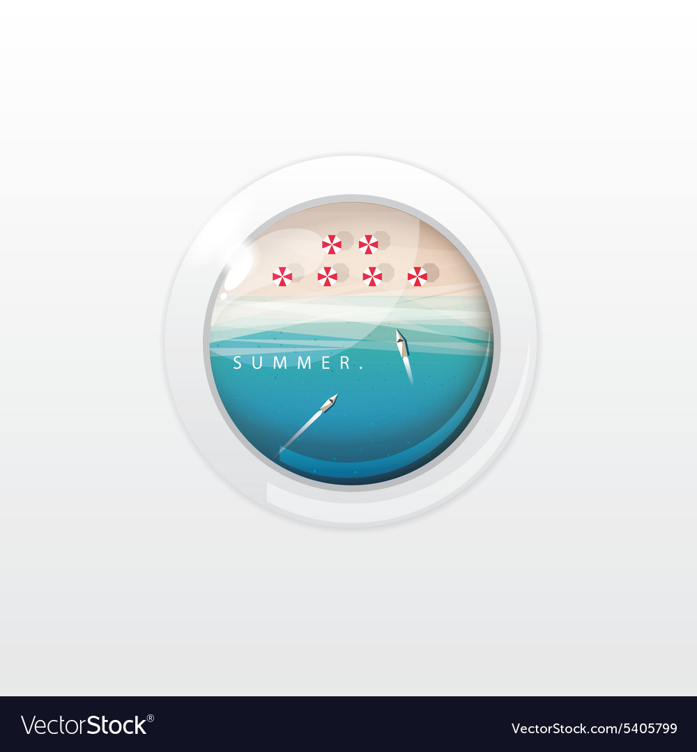 Summer concept circular glass badge with top
