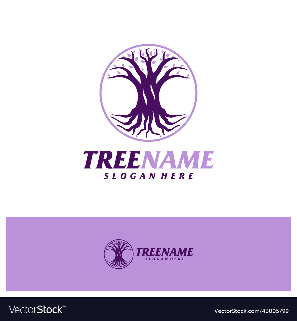 Tree with root logo design template