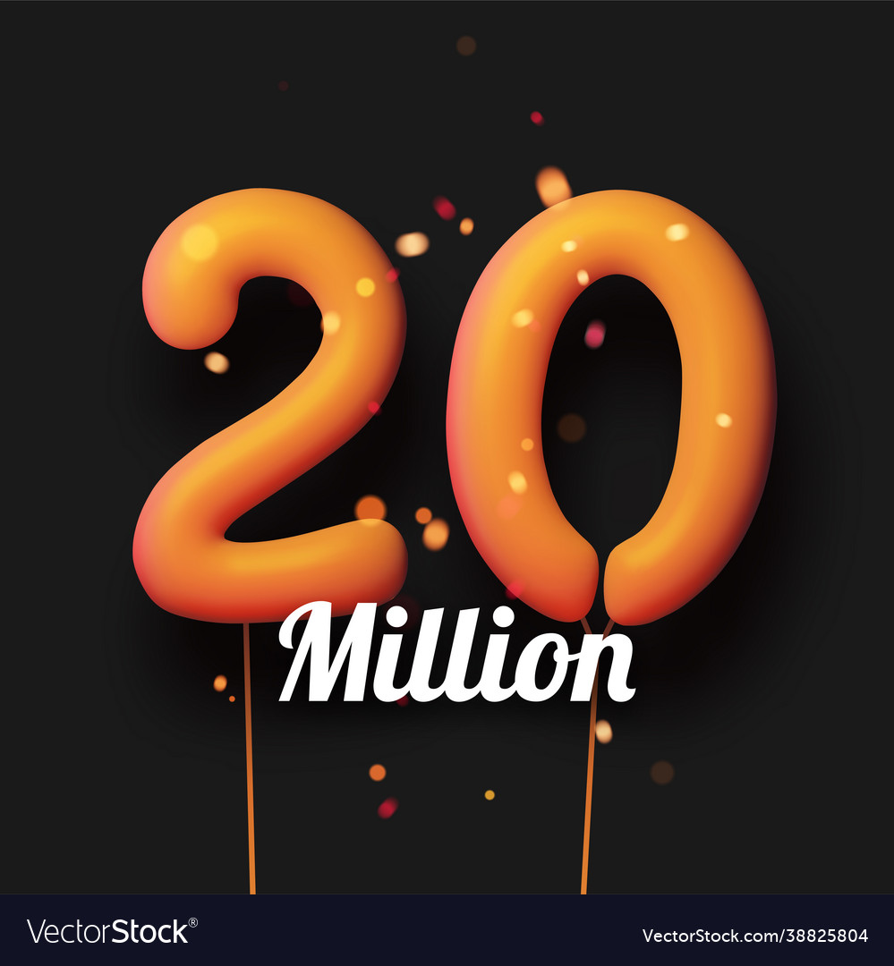 20 million sign yellow balloons with threads