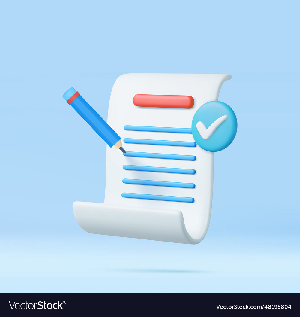 3d white paper task management todo check list vector image 3d white paper task management todo check list