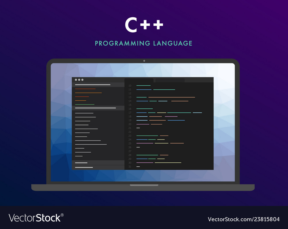 C++ Programming on Laptop Screen