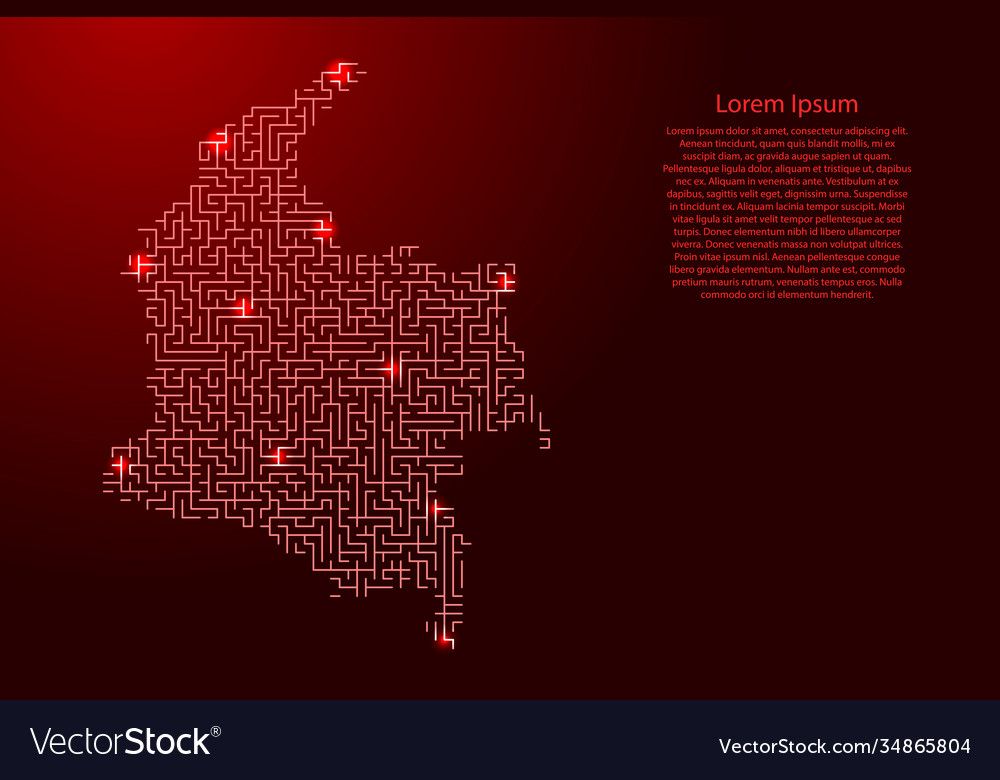 Colombia map from red pattern maze grid Vector Image Colombia map from red pattern maze grid