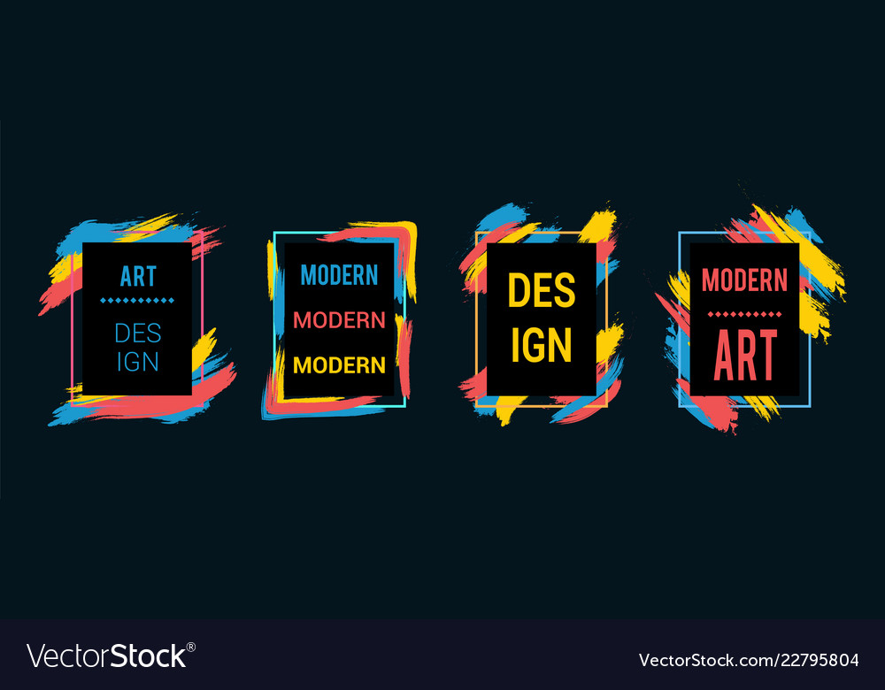 Frames with colorful brush strokes for text vector image Frames with colorful brush strokes for text