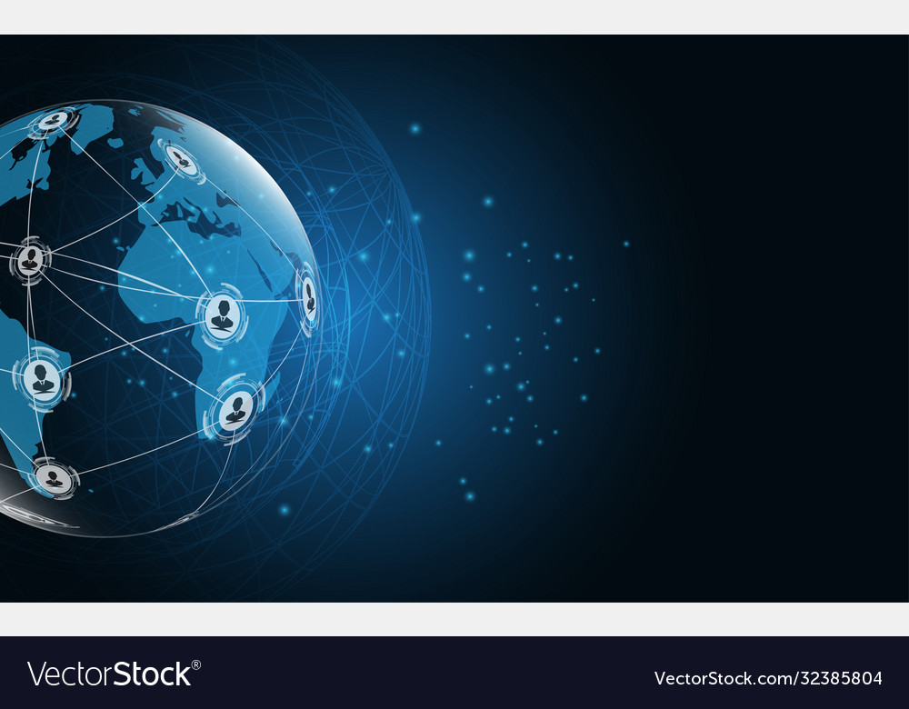 Global network connection world map abstract vector image Global network connection world map abstract