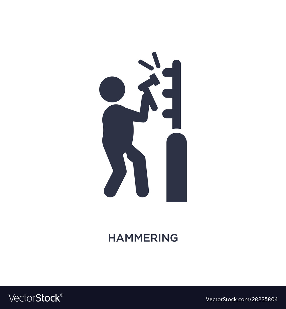 Hammering icon on white background simple element
