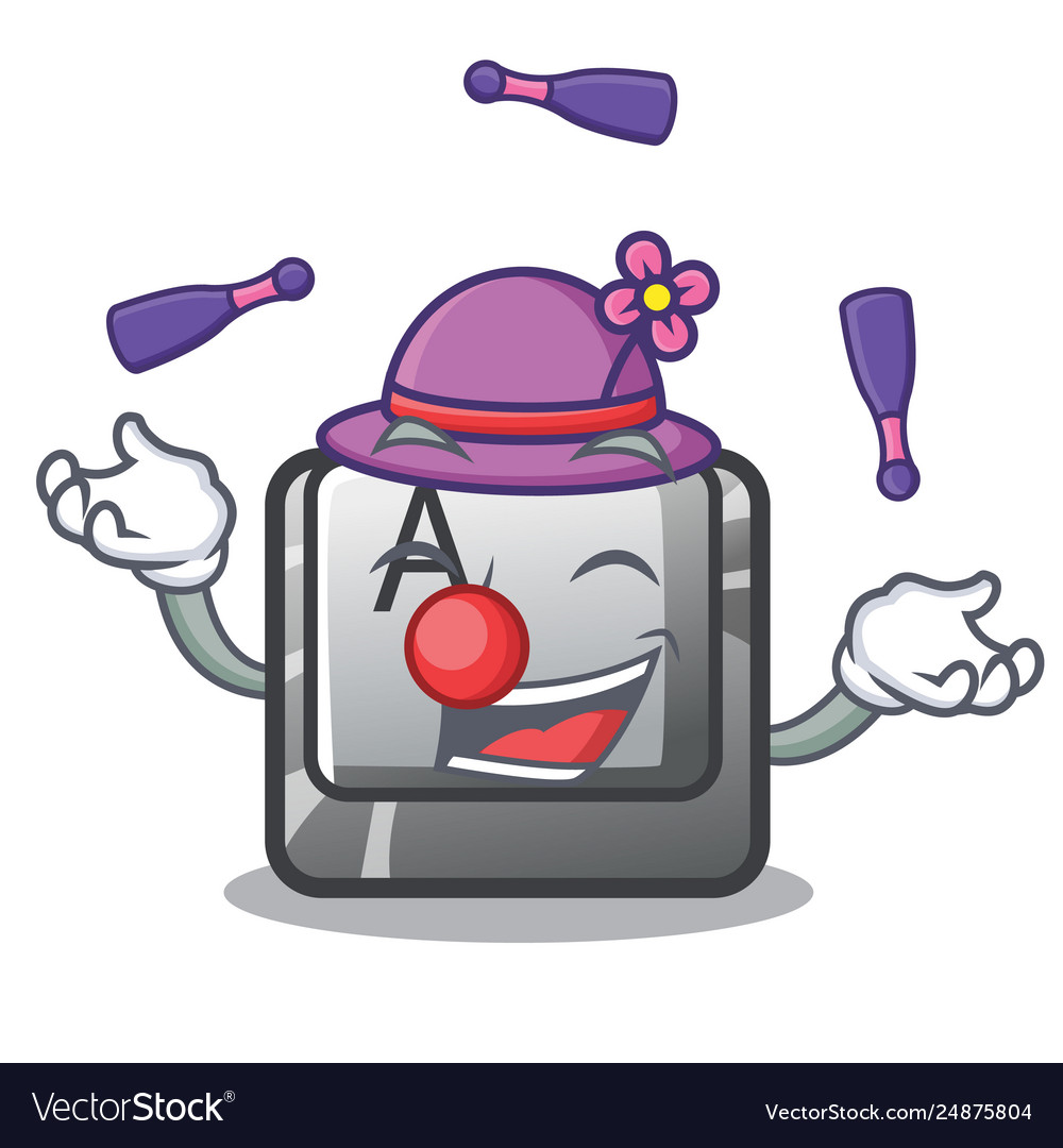 Juggling a button attached cartoon keyboard Vector Image Juggling a button attached cartoon keyboard