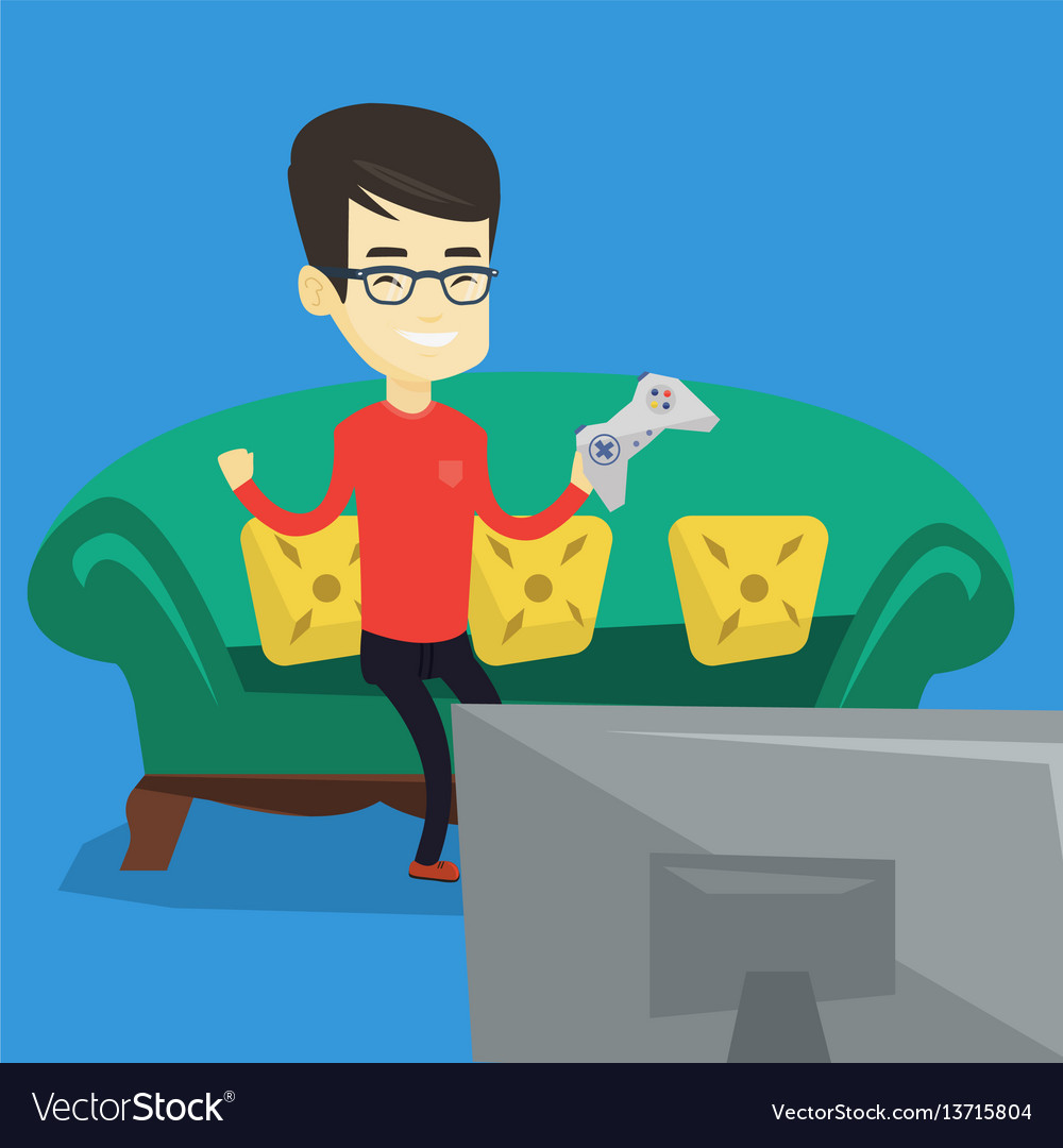 Man playing video game vector image Man playing video game