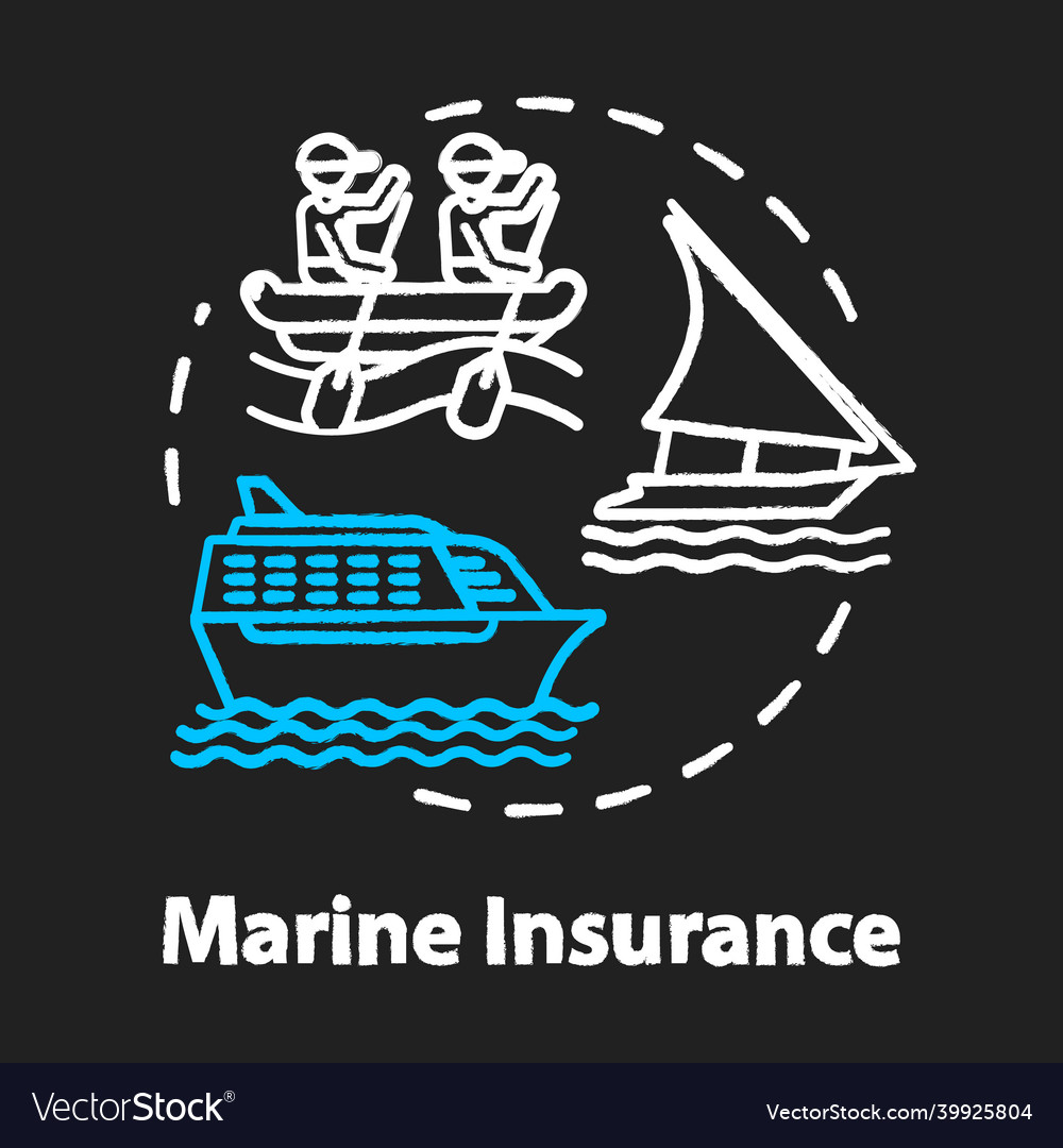 Marine insurance chalk rgb color concept icon vector image Marine insurance chalk rgb color concept icon