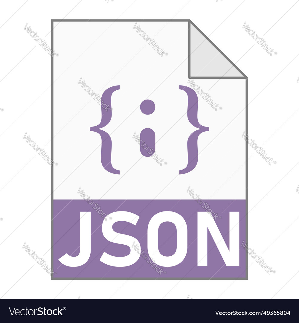 Modern flat design of json file icon for web