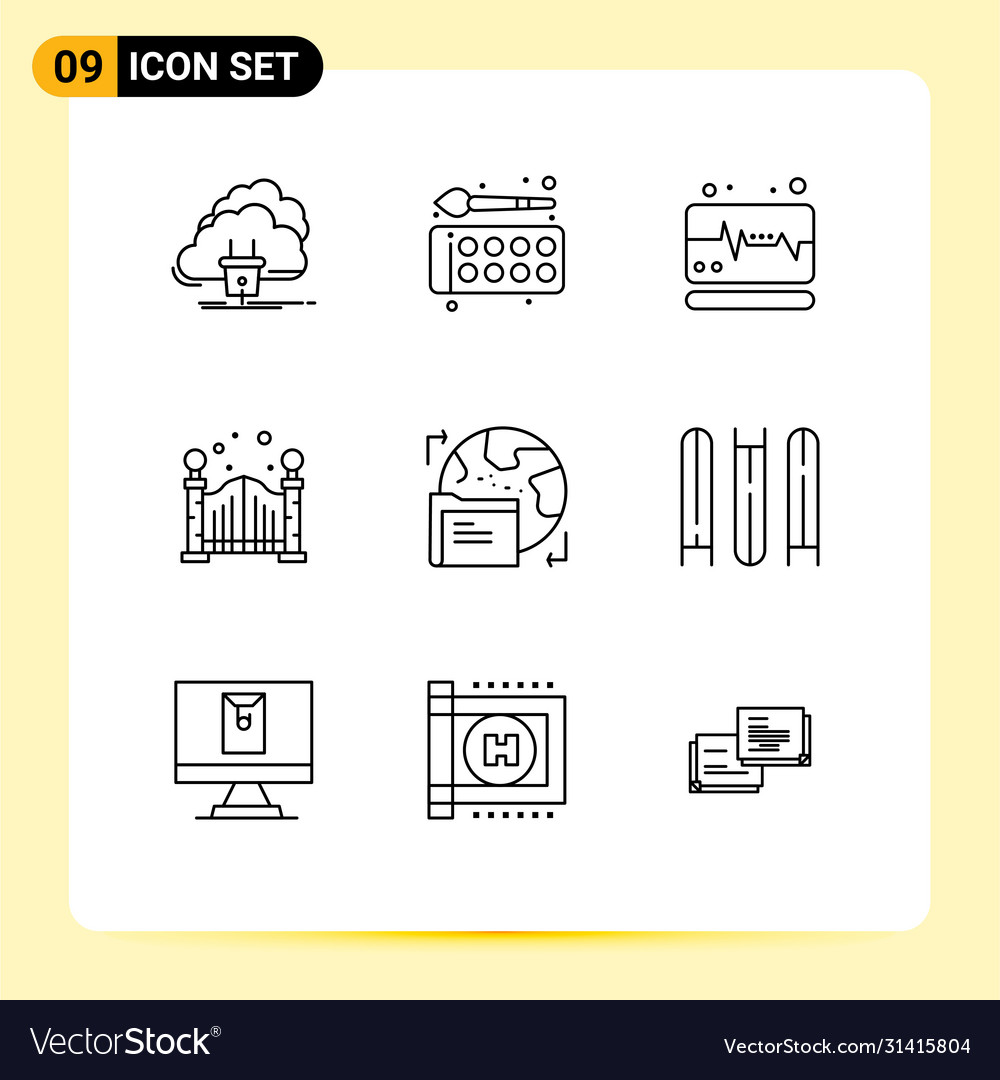 Modern set 9 outlines pictograph world