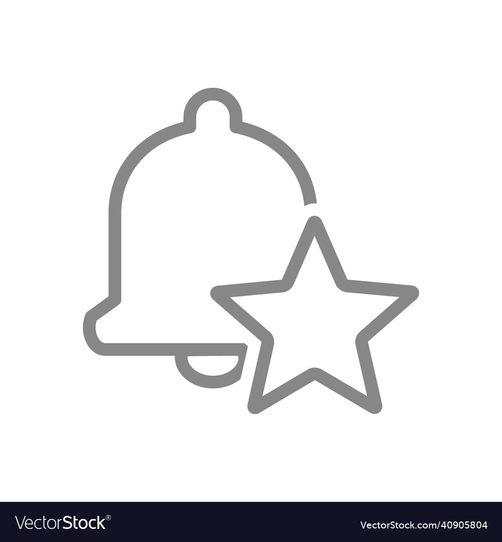 Notification bell with star line icon inbox